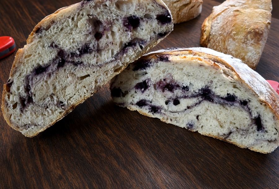 Sliced blueberry sourdough